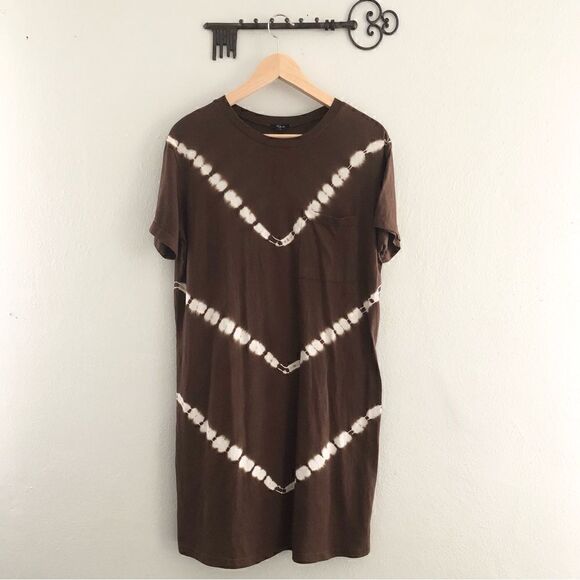 Rails Canteen Chevron *the tee shirt dress* in brown and white womans size small - Picture 1 of 9